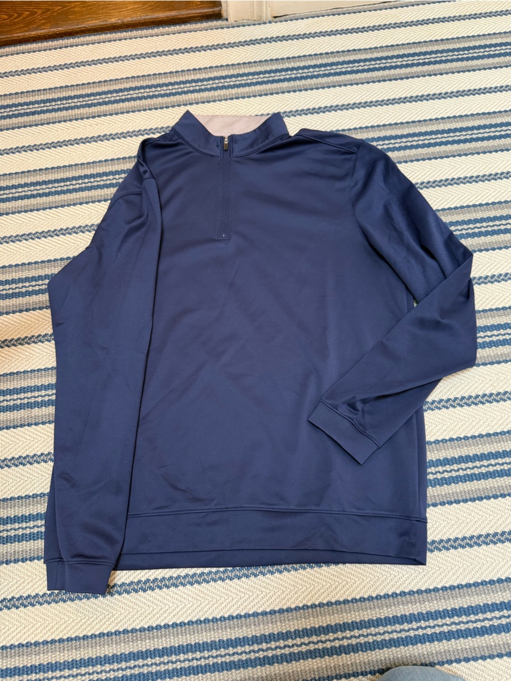 johnnie-O Navy and Gray Active Quarter-Zip Top